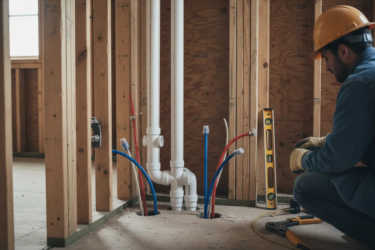 Drain and supply rough-in during Drain Cleaning in Taylors Island