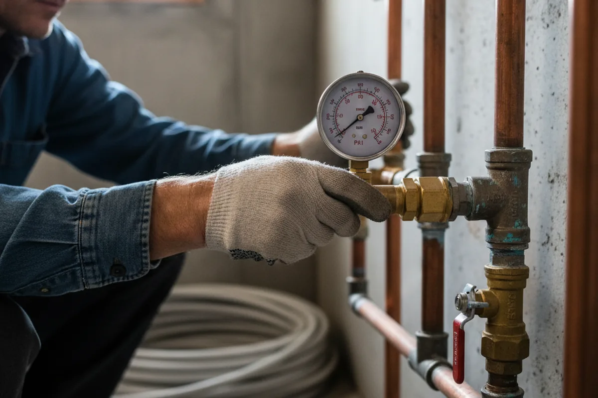 Pressure testing a repaired line during Water Line Repair in Taylors Island